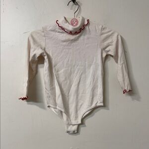 Charming Cream Long Sleeve Kids Top with Red Trim1990’s